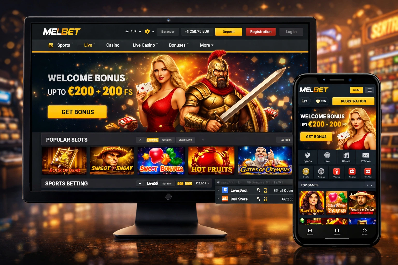 Melbet on desktop and mobile